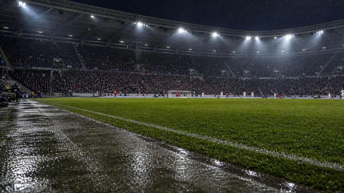 Fotbollsmål och planlinjer på arena