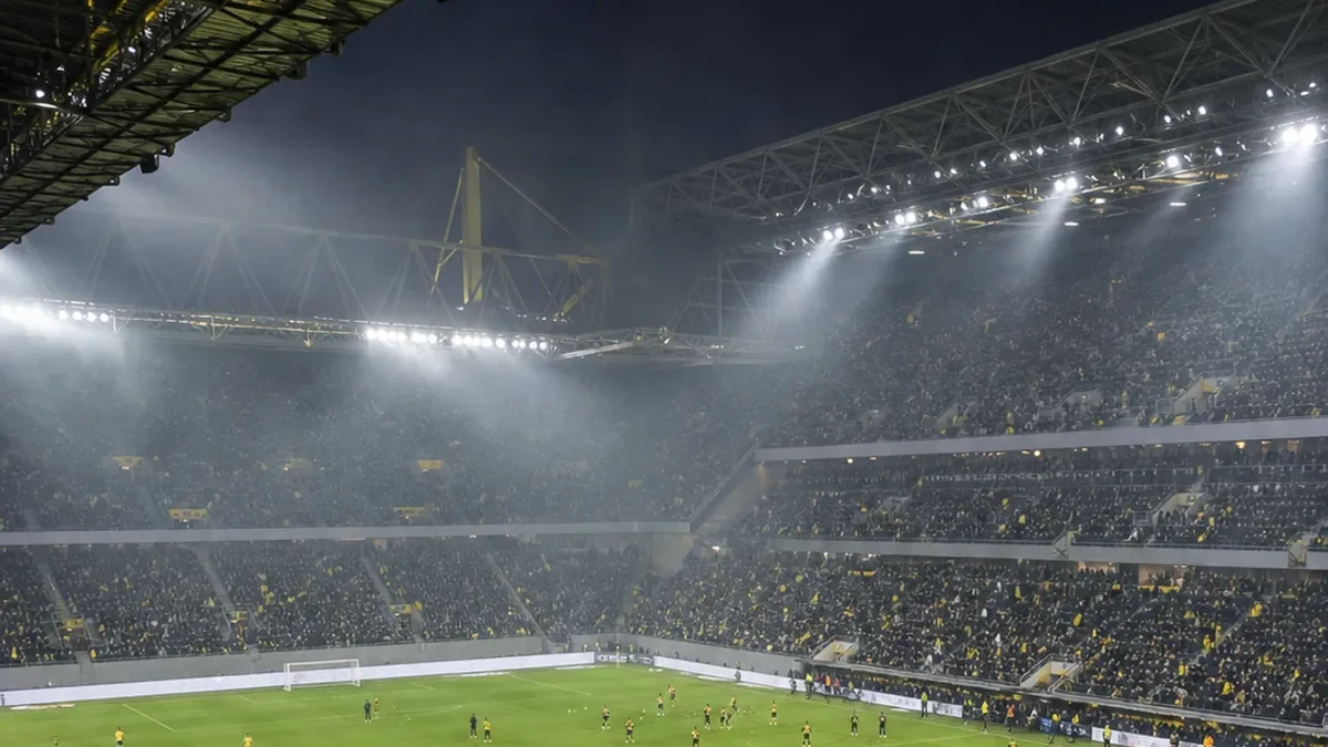 Bundesliga-arena i kvällsljus